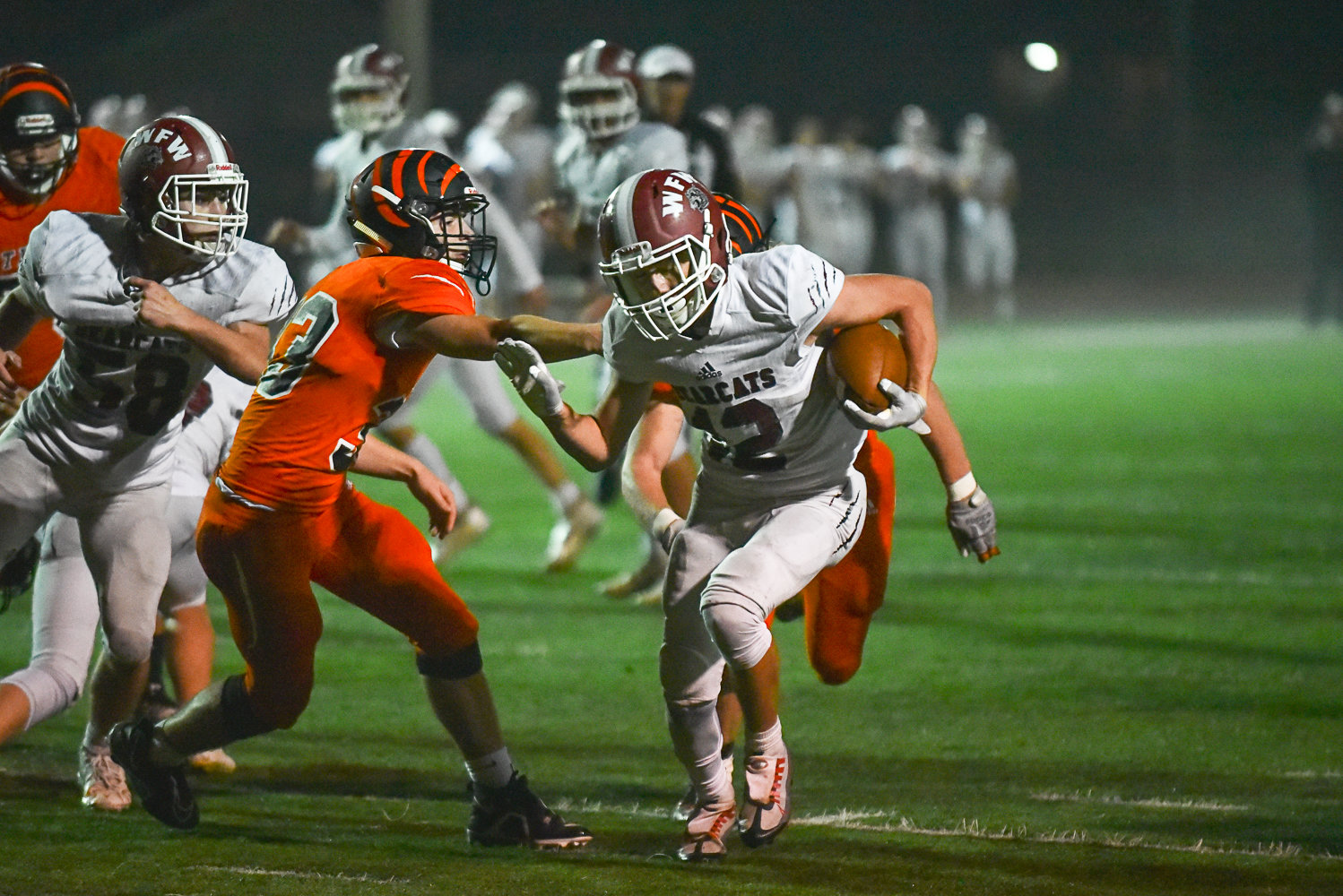 W.F. West's Beau Guyette runs in a third-quarter touchdown during the Bearcats' 55-7 win over Centralia on Oct. 28.
