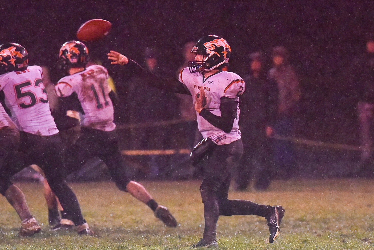 MWP quarterback Judah Kelly lets loose on a throw during the T-Wolves' 26-8 loss at Onalaska in a district crossover on Nov. 4.