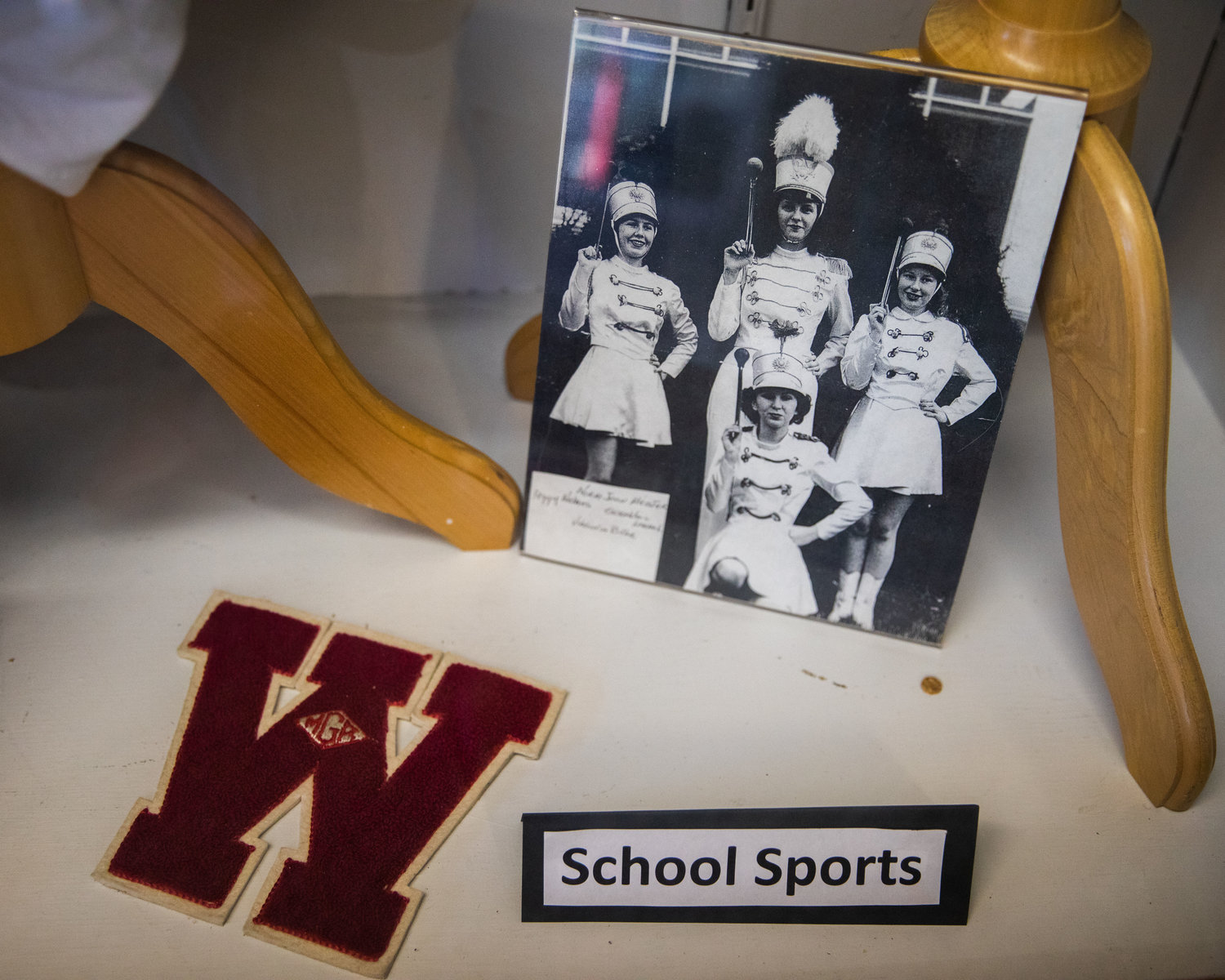 A school sports display sits in a case at the Winlock Historical Museum on Tuesday.