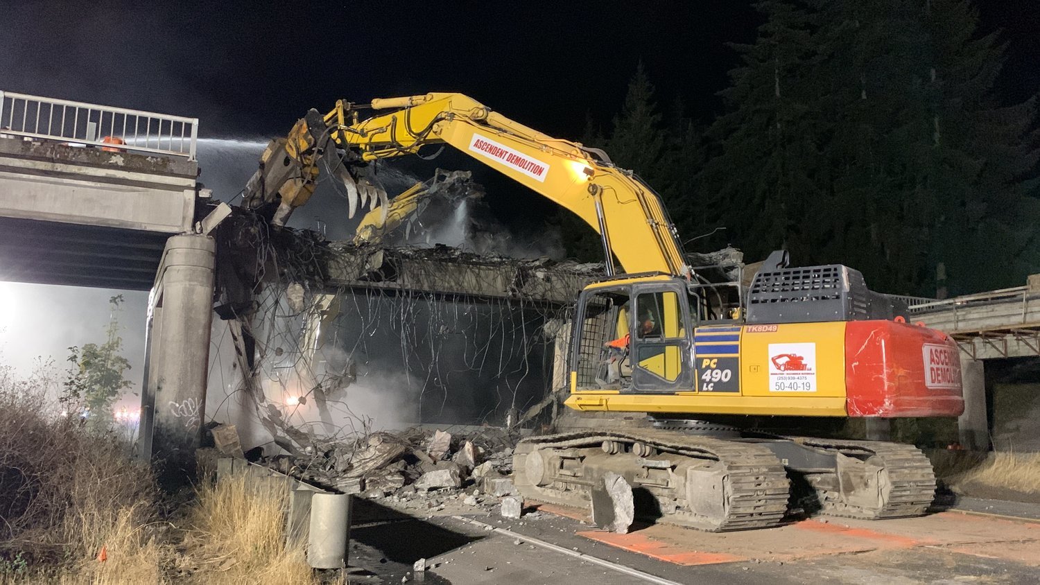 Washington state Department of Transportation Chehalis Area Engineer Paul Mason provided this photo of the state Route 506 Interstate 5 overpass being demolished in late September.
