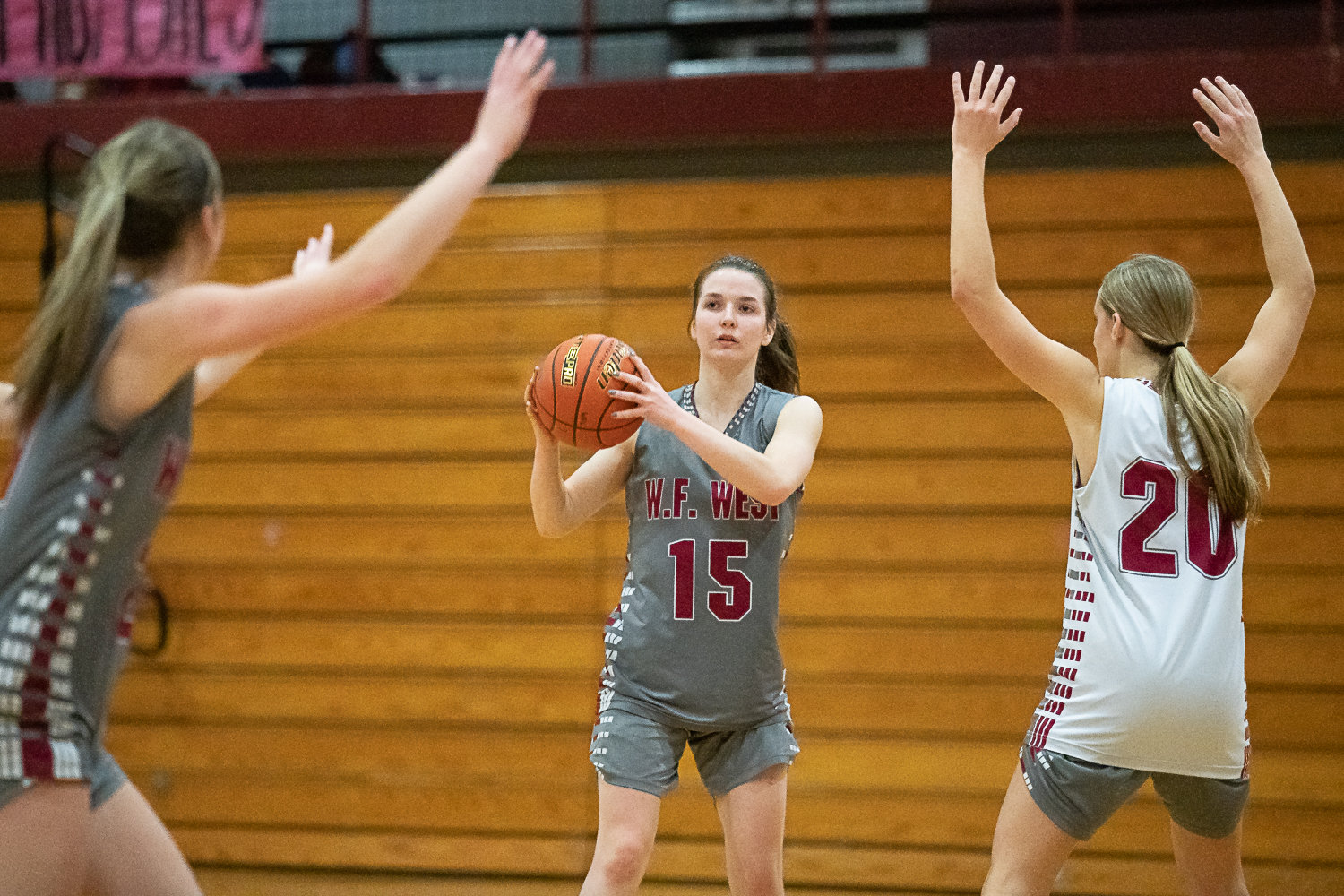 W.F. West point guard Amanda Bennett looks to pass during a drill at practice Nov. 22.