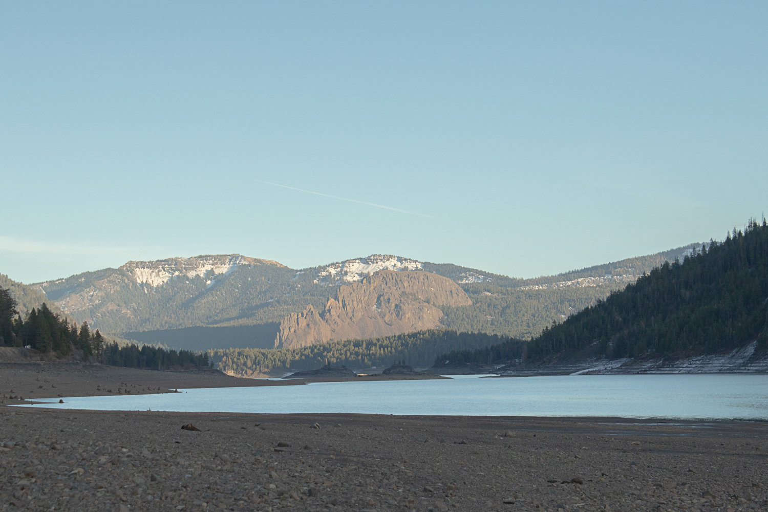The western edge of Rimrock Lake is pictured  just east of White Pass as water levels in the lake remain low.