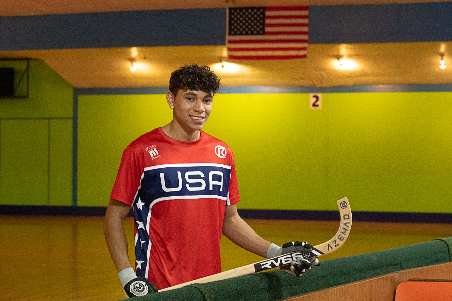 Centralian Devon Taylor sports his Team USA rollerhockey jersey. Taylor has recently returned from competing in Argentina against other international teams and helps coach the Centralia Sharks rollerhockey club at the Centralia Rollerdome.