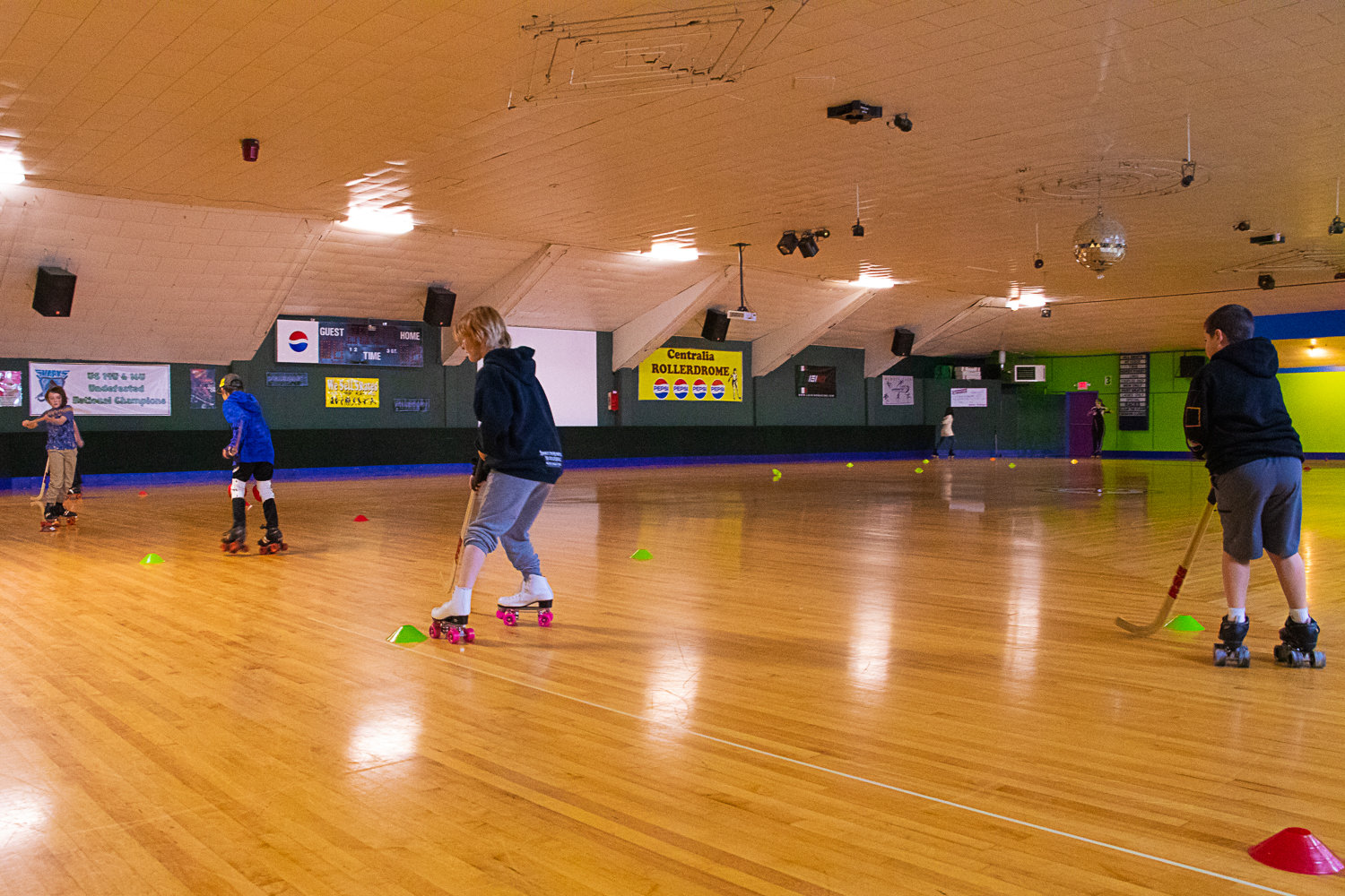 Members of the Centralia Sharks rollerhockey club meet every Saturday at the Centralia Rollerdome for practice.