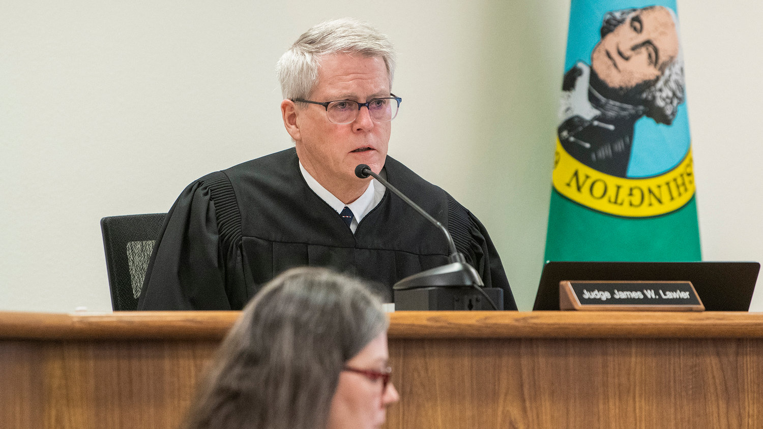 Judge James W. Lawler thanks attendees for their victim impact statements before making a decision regarding sentencing in Lewis County Superior Court Wednesday morning in Chehalis.