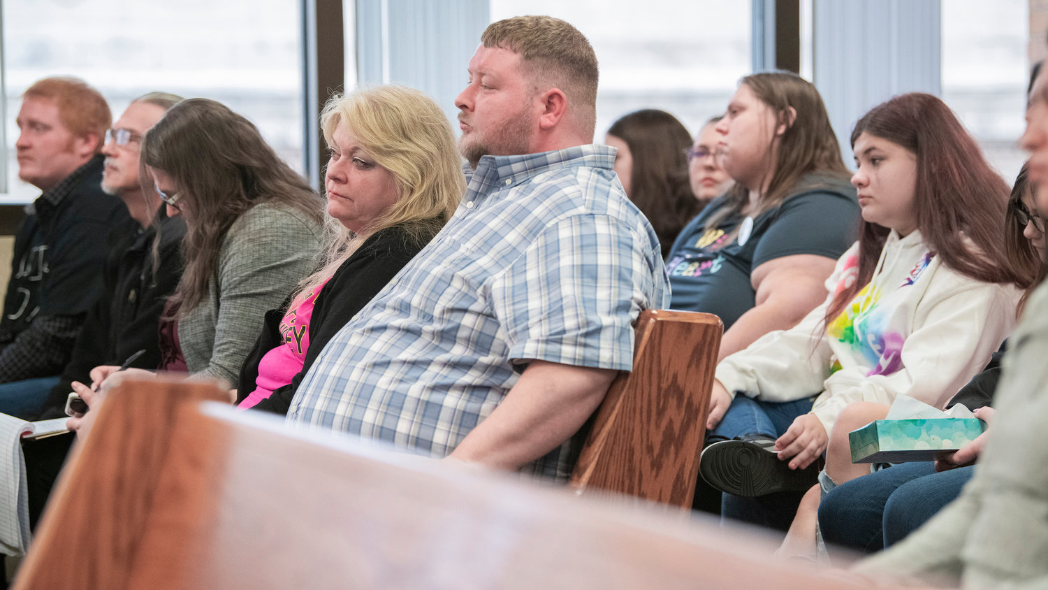 Family members of Rikkey Outumuro appear in Lewis County Superior Court after making vicitm impact statements Wednesday morning in Chehalis.
