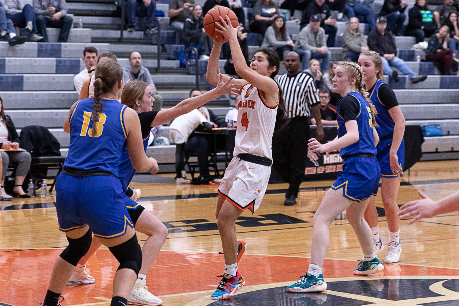 Rainier guard Angelica Askey drives for a floater in the lane against Adna Dec. 7.
