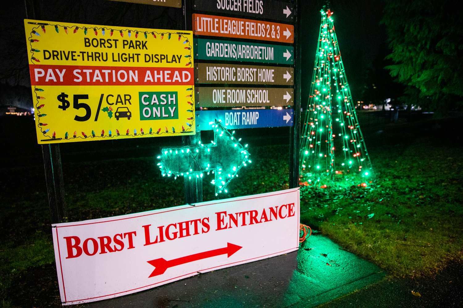 For $5, a car full of people can view the Borst Park Christmas lights display in Centralia.