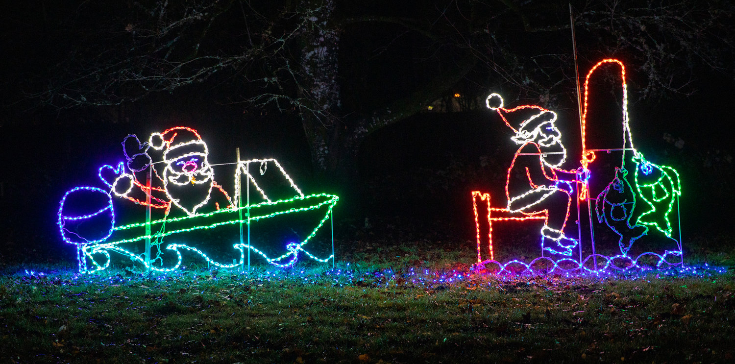 Christmas lights illuminate Borst Park Thursday night in Centralia.