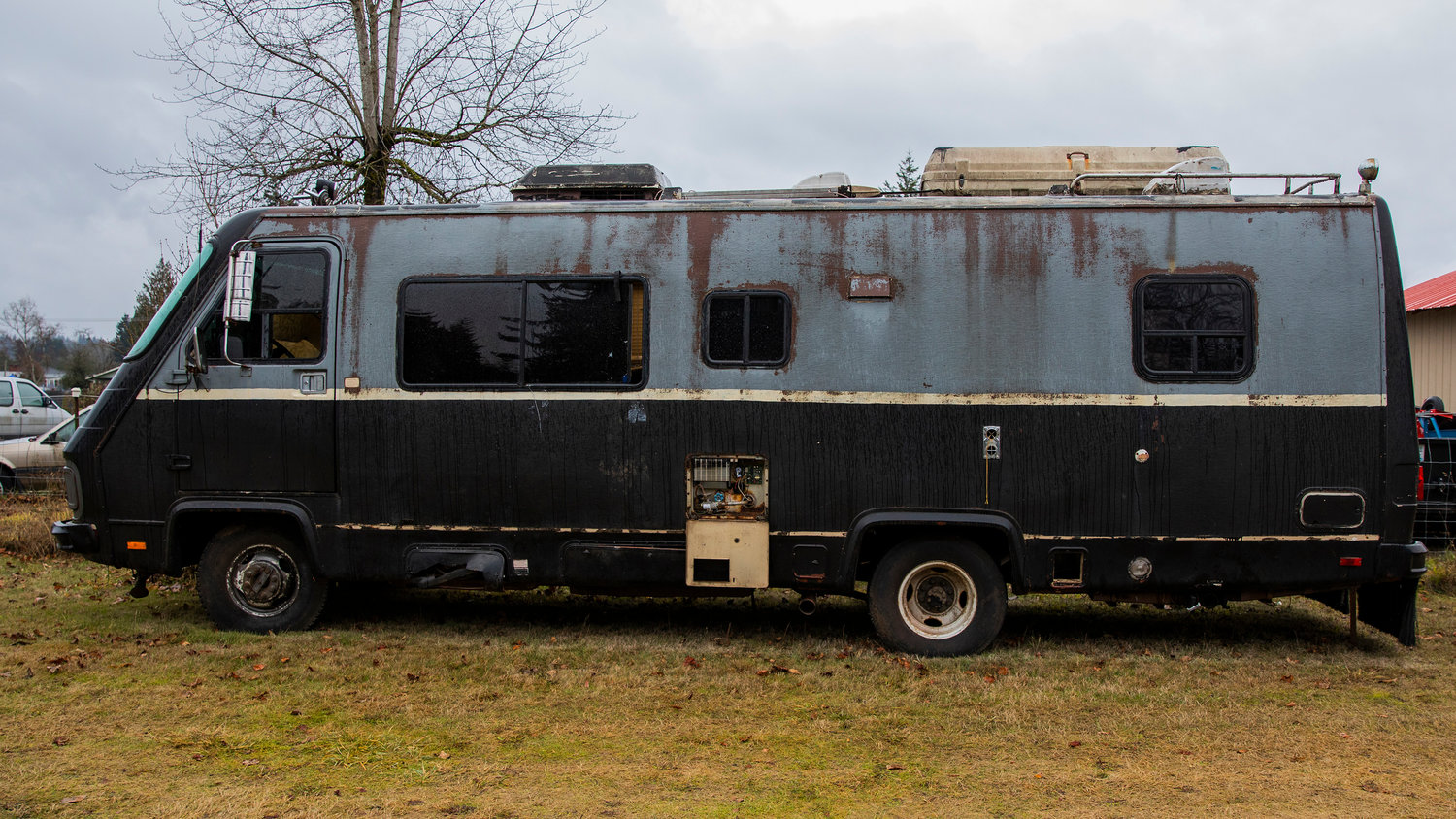 An RV sits abandoned on property in the 2900 block of Fords Prairie Ave. in Centralia last week.