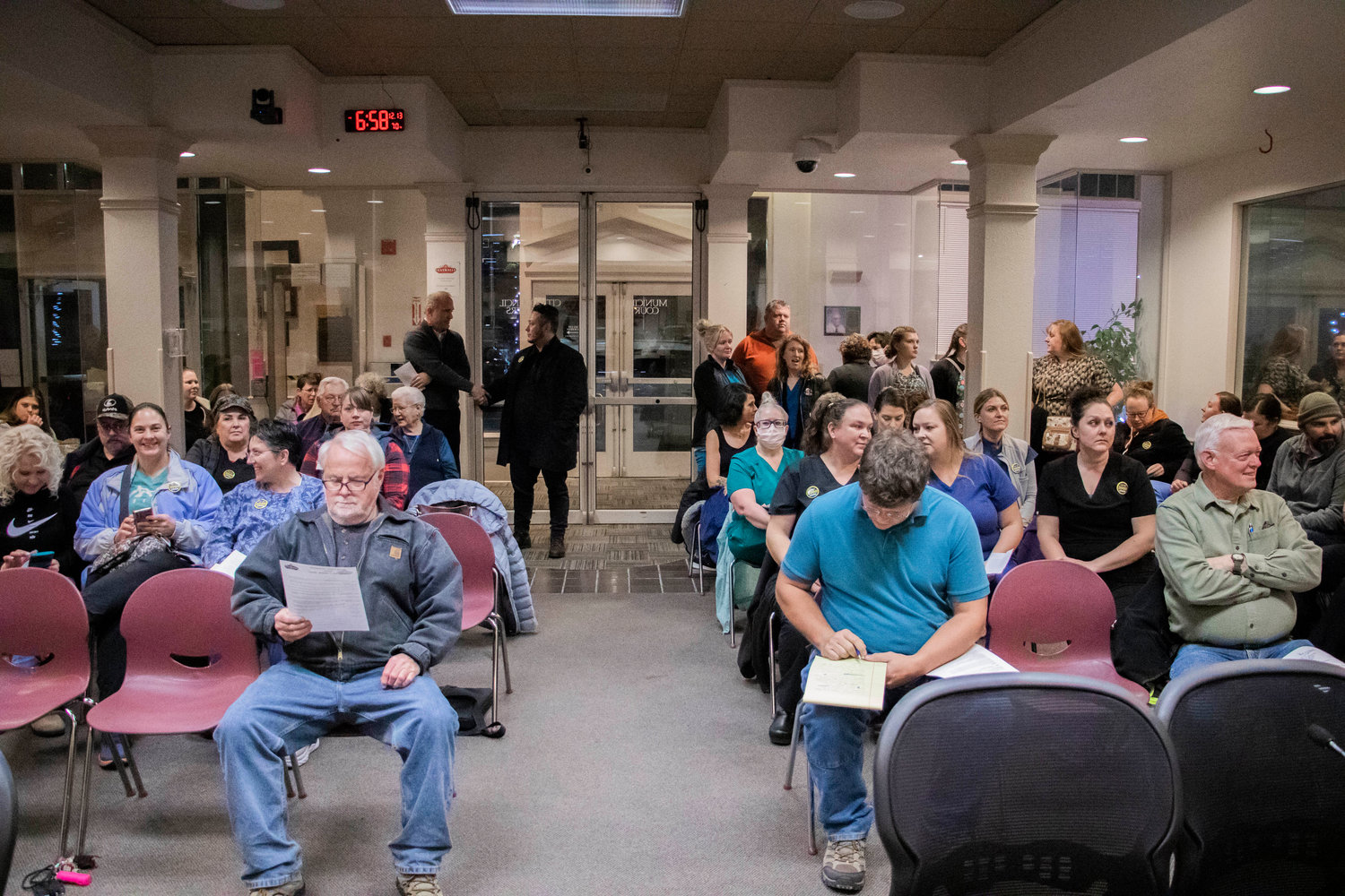 Centralia’s City Council chambers were packed on Tuesday night as more than 20 nurses from Providence Centralia Hospital came to ask for support in fighting for better staffing and working conditions.