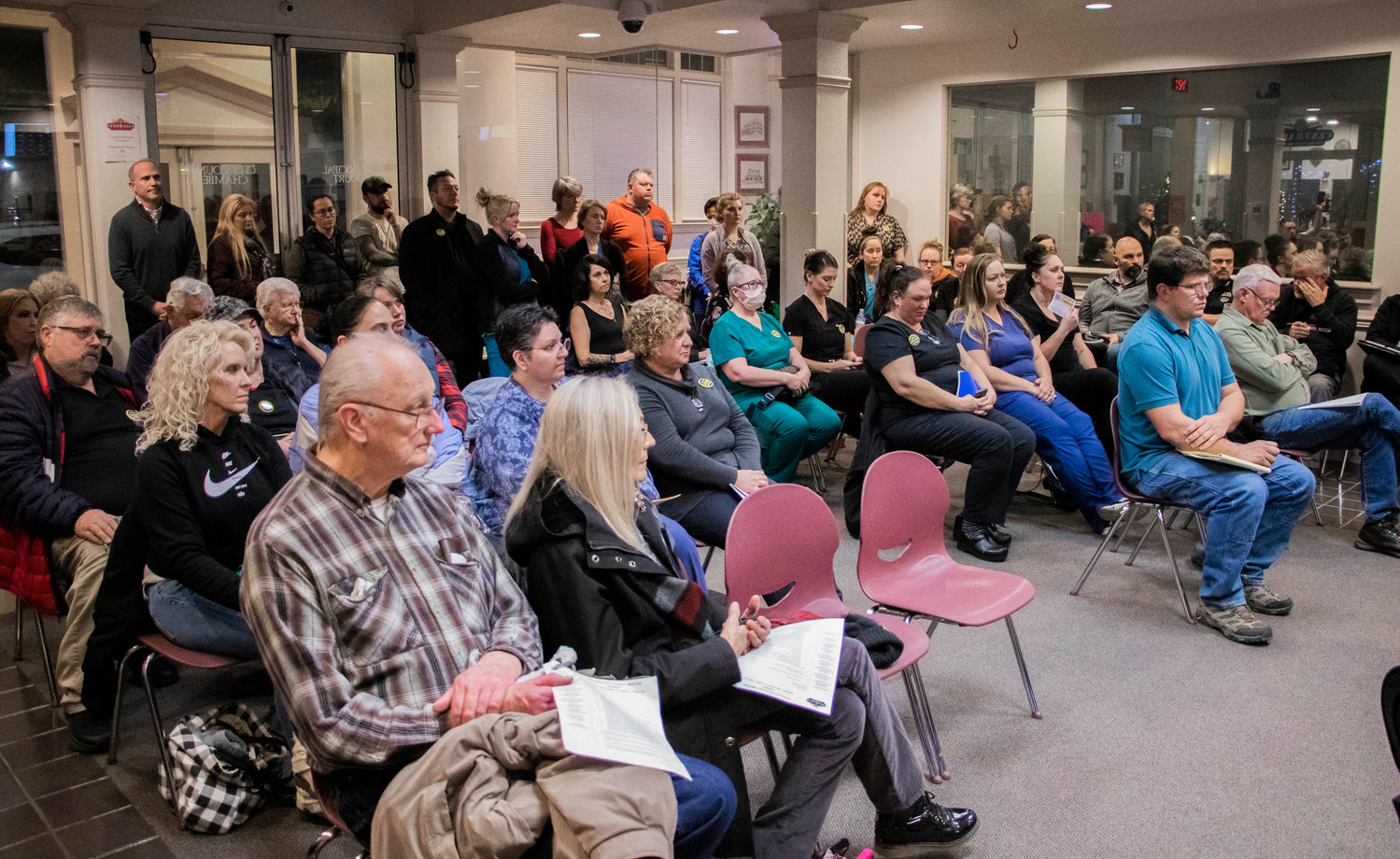 The council chambers were packed at Centralia City Hall Tuesday night for the regular meeting, mainly by nurses from Providence Centralia Hospital who were there to speak out about staffing and safety issues they are dealing with.