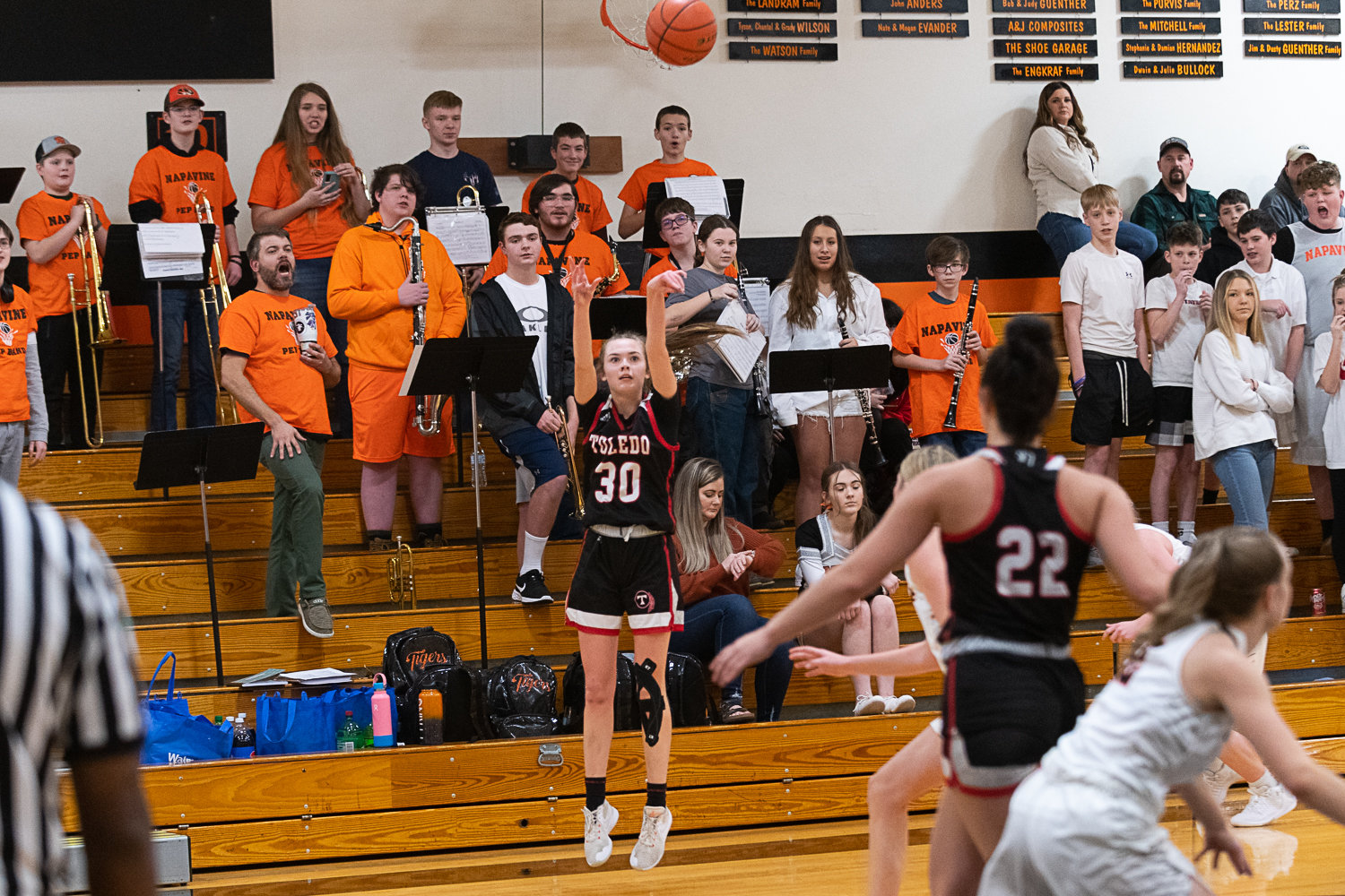 Ryah Stanley shoots a 3-pointer from the corner during the first half of Toledo's loss to Napavine on Dec. 14.
