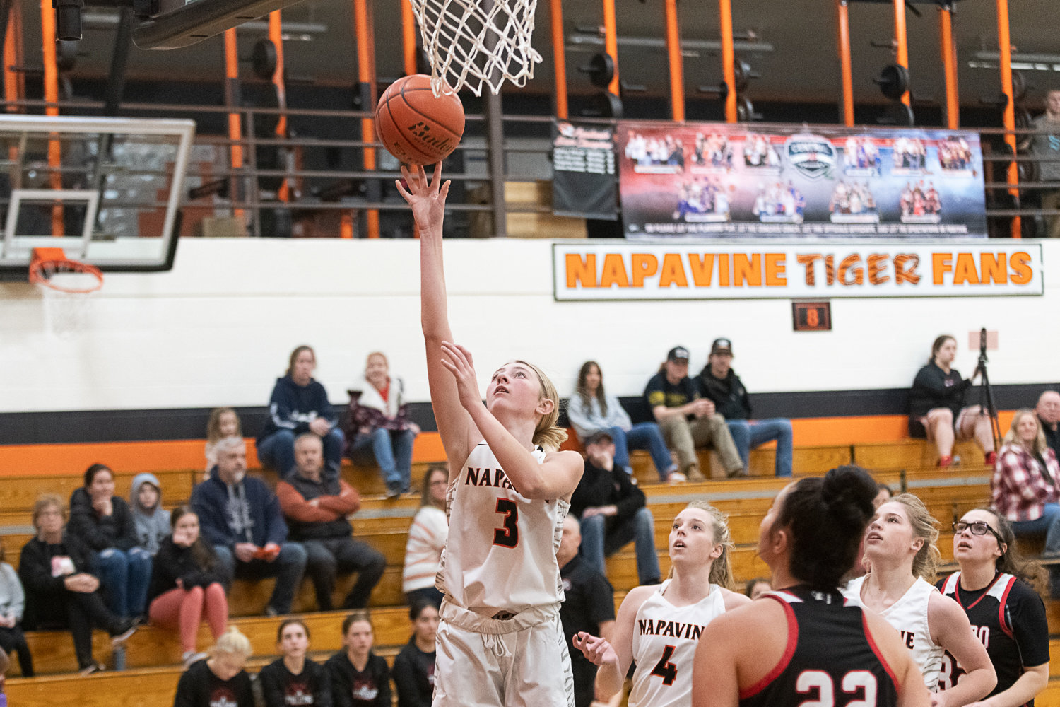 Hayden Kaut puts in two easy points during the first quarter of Napavine's win over Toledo on Dec. 14.