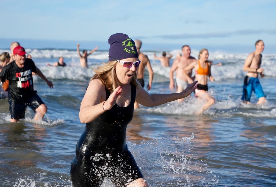 Hundreds of people started 2023 by jumping into the Pacific Ocean during the 19th annual Polar Plunge at Neahkahnie Beach in Manzanita.