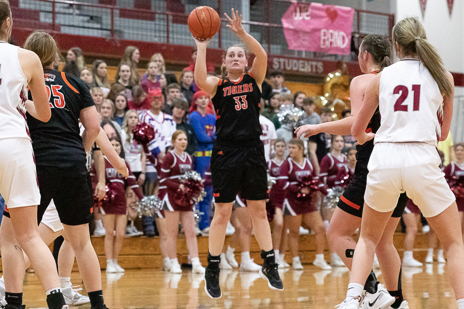 Centralia post Emily Wilkerson takes a 3-pointer against W.F. West Jan. 6.
