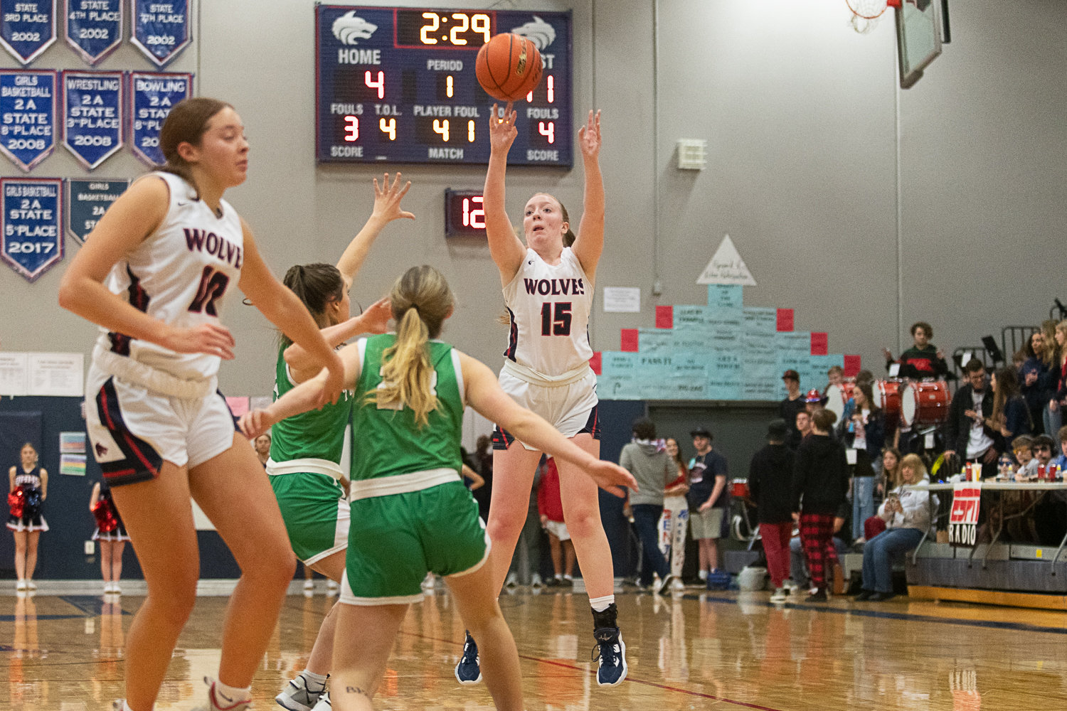 Kayla Patti puts up a 3-pointer during Black Hills' 42-21 loss to Tumwater on Jan. 6.