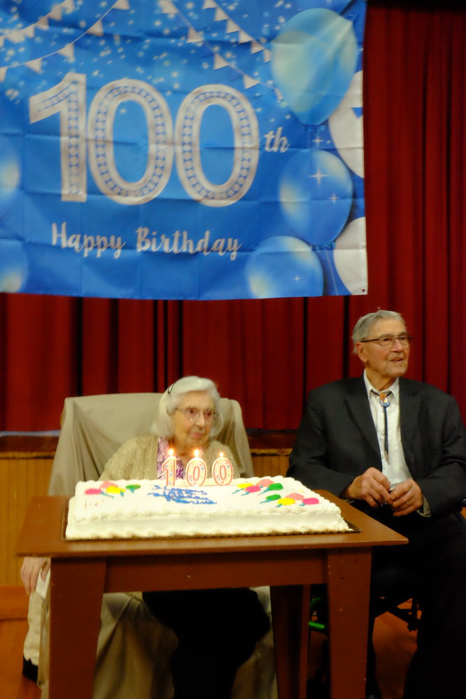 Norine Jones celebrated her 100th birthday Sunday at the Baw Faw Grange with more than 100 family members and friends in attendance.