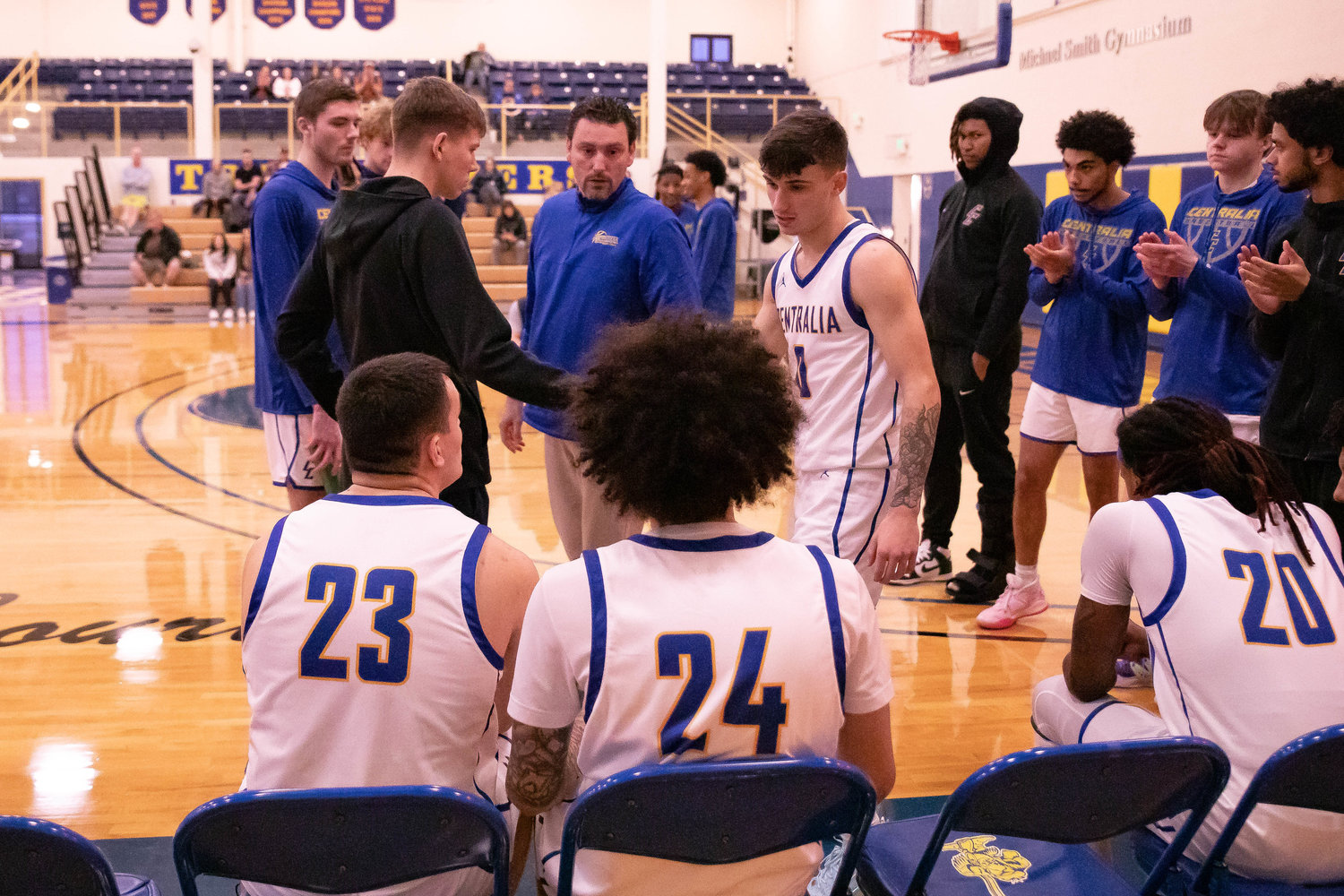 Centralia College men's basketball gets set for its game against South Puget Sound Jan. 14 at Michael Smith Gym.