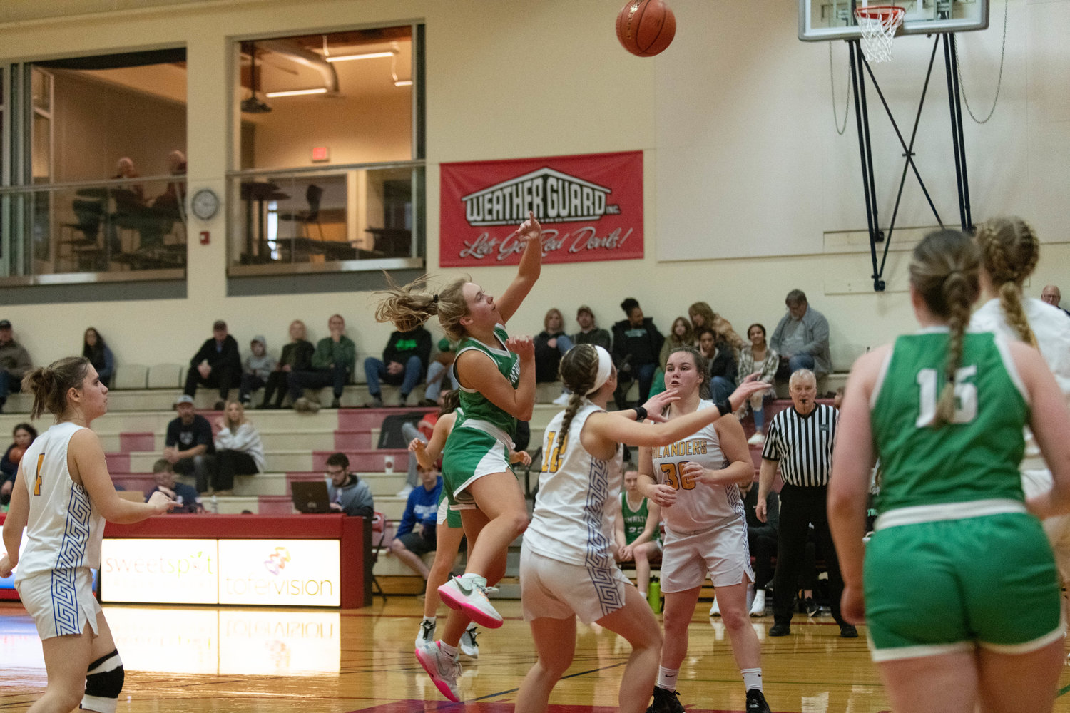 Rhylee Beebe throws up a shot on the move during the second half of Tumwater's 39-25 win over Kelso on Jan. 16 at the LCC MLK Day Classic in Longview.