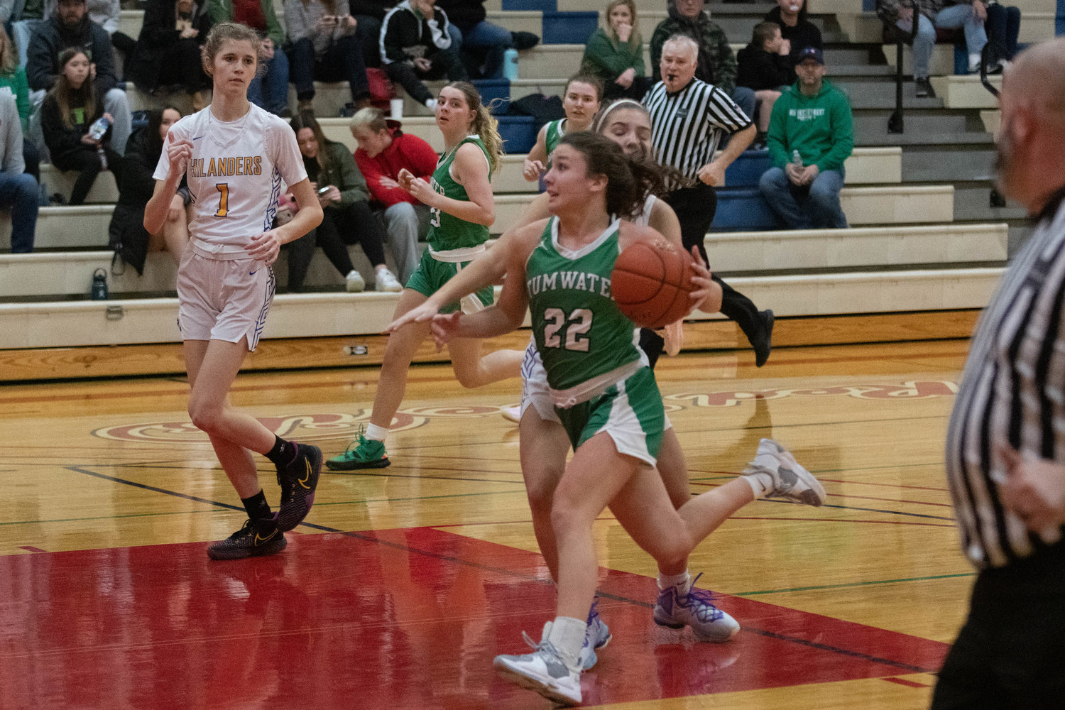 Regan Brewer drives to the basket during the second half of Tumwater's 39-25 win over Kelso on Jan. 16 at the LCC MLK Day Classic in Longview.
