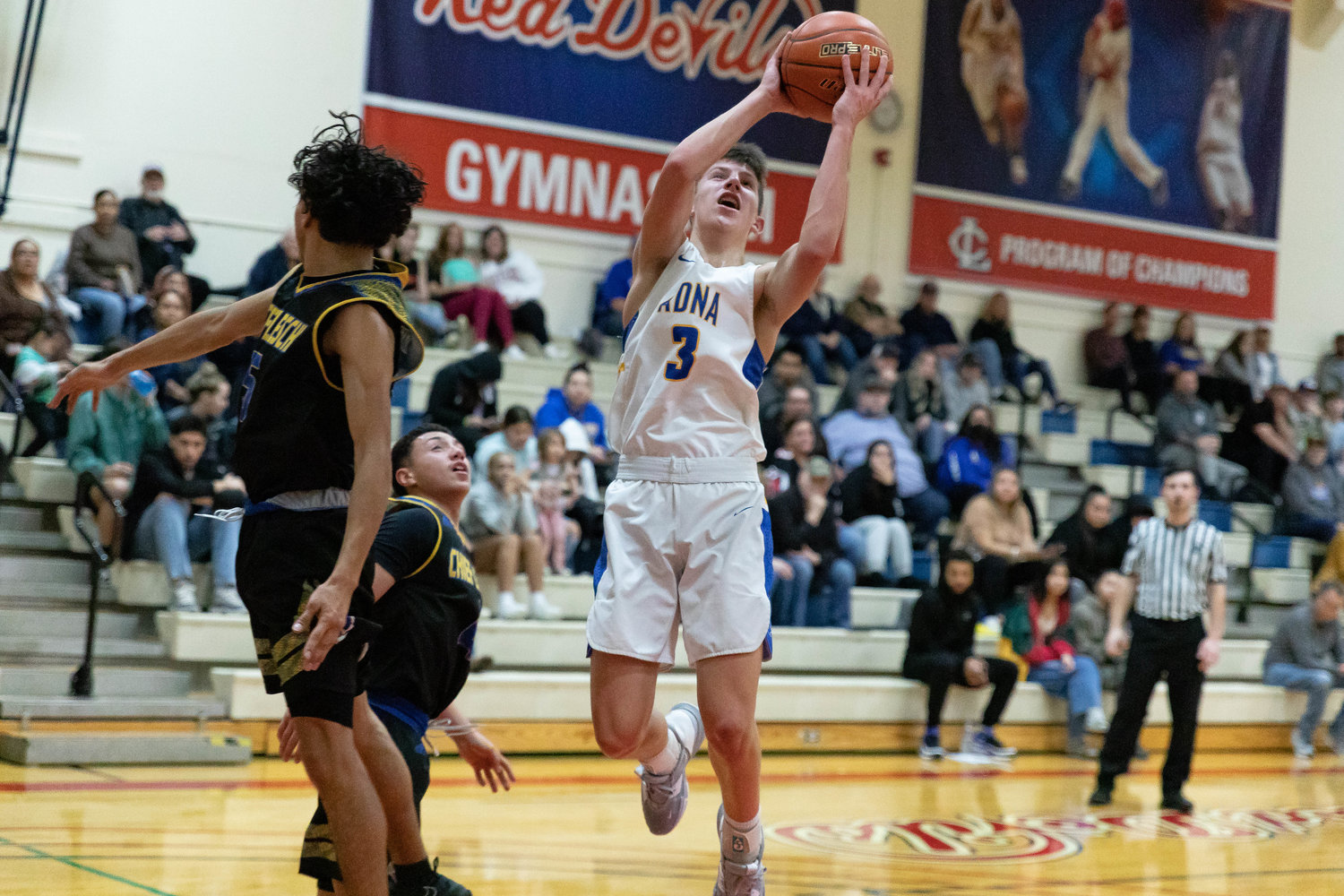 Adna guard Braeden Salme goes up for a layup Jan. 16 at the MLK Classic at Lower Columbia College in Longview.