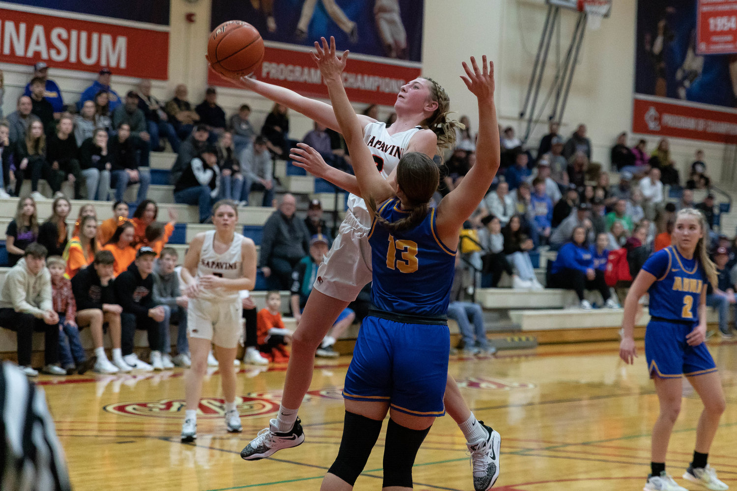 Napavine guard Hayden Kaut drives to the cup against Adna at the MLK Classic in Longview at Lower Columbia College Jan. 16.