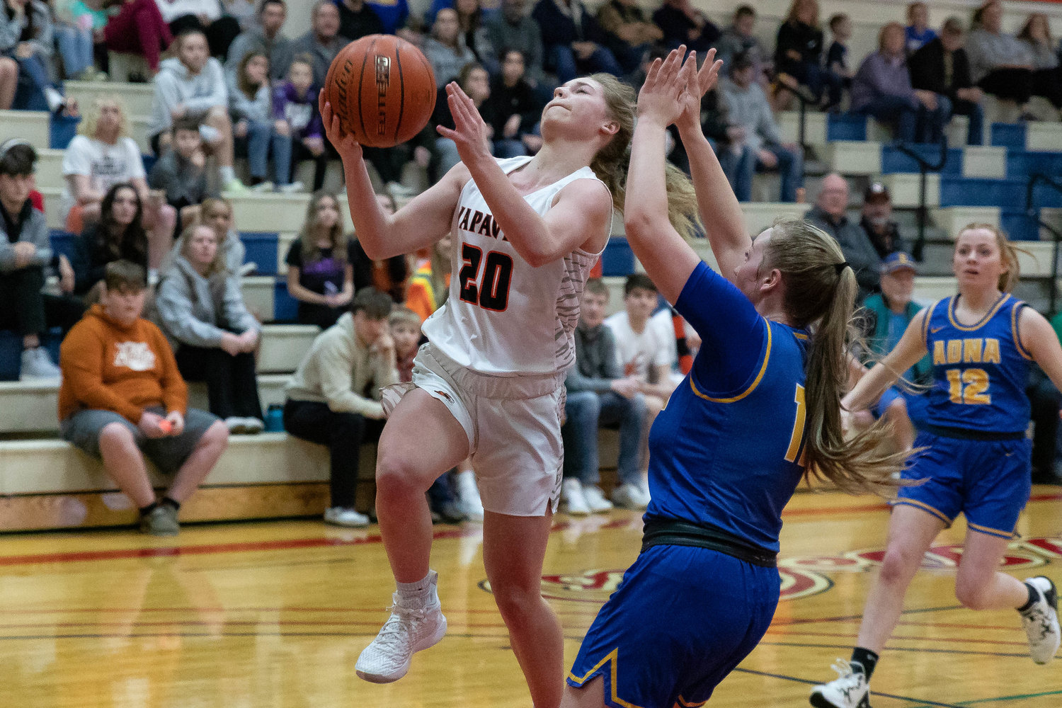 Napavine guard Morgan Hamilton drives for a layup against Adna at the MLK Classic in Longview at Lower Columbia College Jan. 16.