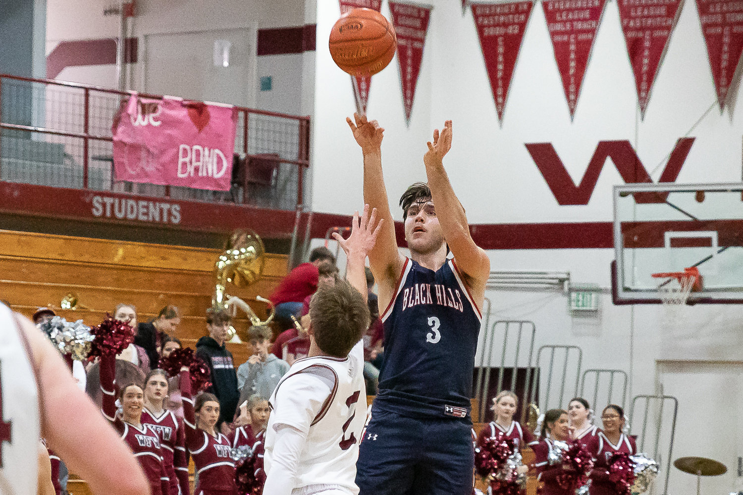 Black Hills guard Johnnie Stallings lines up a 3-pointer against W.F. West Jan. 25.