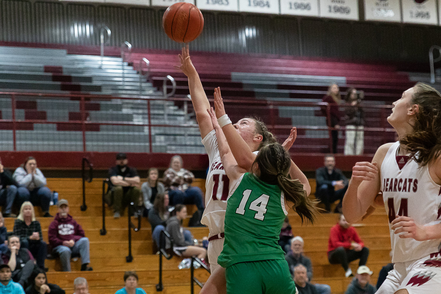 W.F. West guard Lena Fragner makes a layup with some contact against Tumwater Jan. 26.