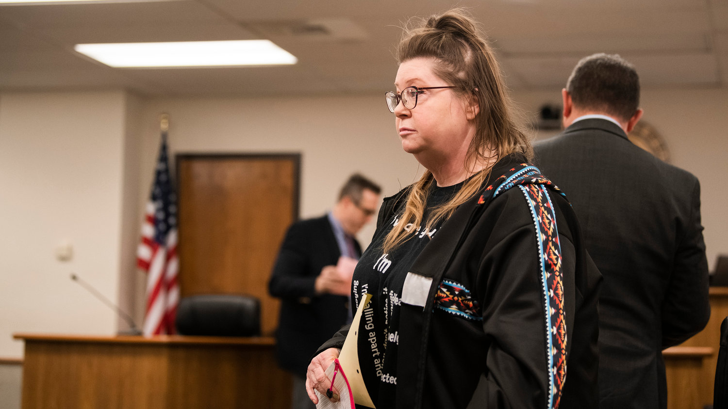 Katherine Pratt appears in Lewis County Superior Court last January in Chehalis.