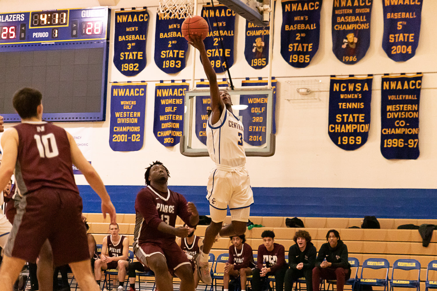 Centralia College guard Trevion Frazier drives for a layup against Pierce at Michael Smith Gym Feb. 1.