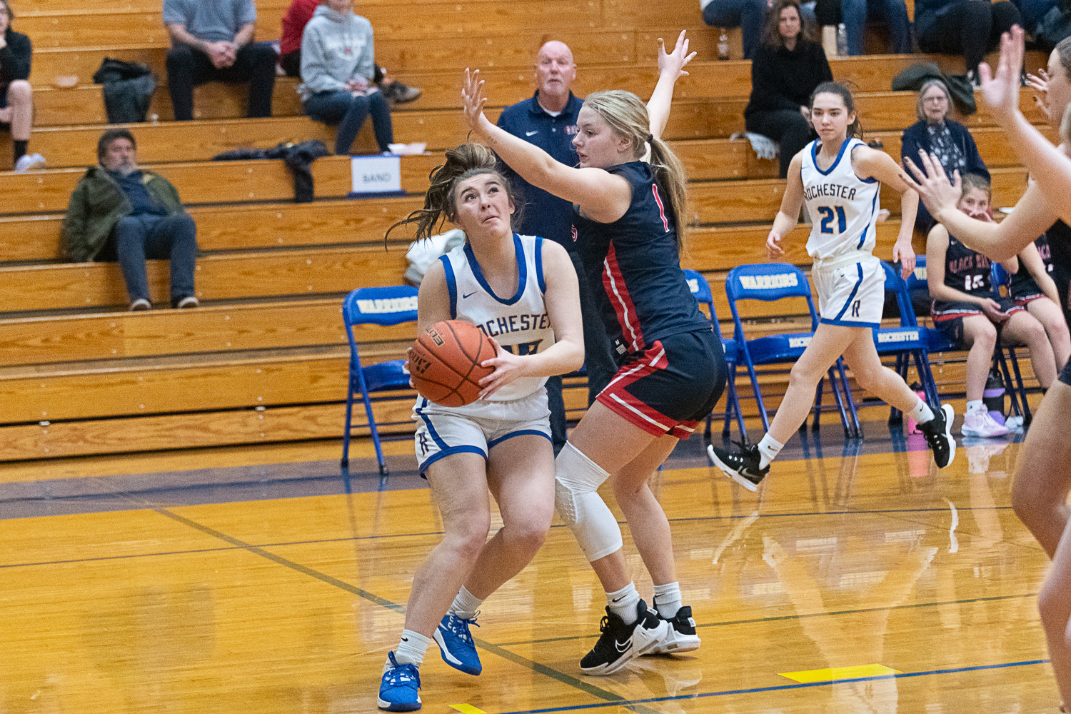 Roisin Stull gathers herself to go up in the post during the first quarter of Rochester's 43-33 win over Black Hills on Feb. 3.