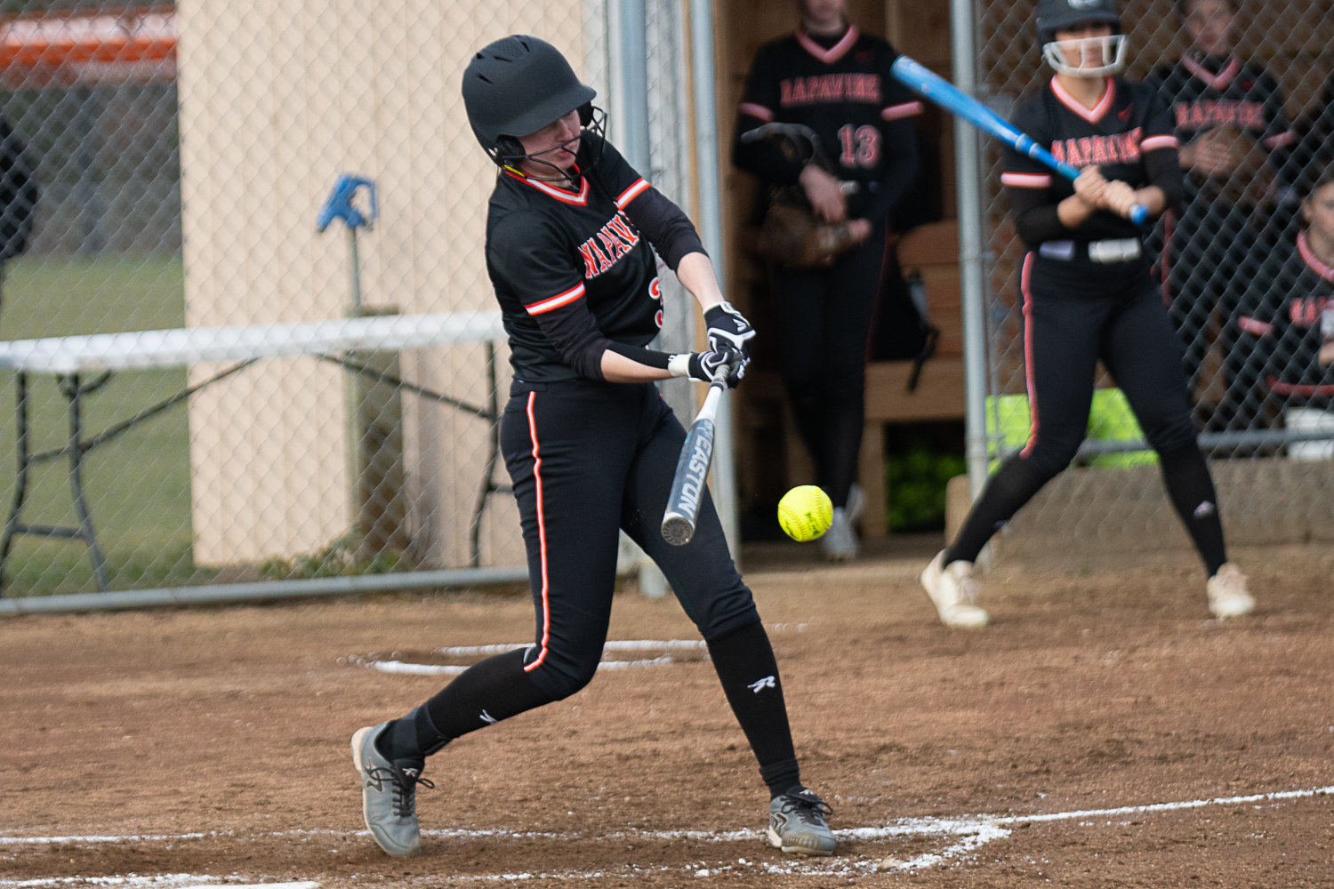 Cailyn Milton gets to contact on a swing during Napavine's game against Elma on March 20.