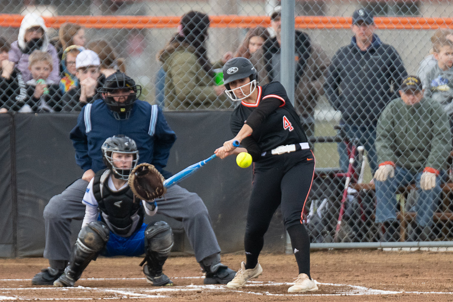 Dani Tupuola swings at a pitch during Napavine's game against Elma on March 20.