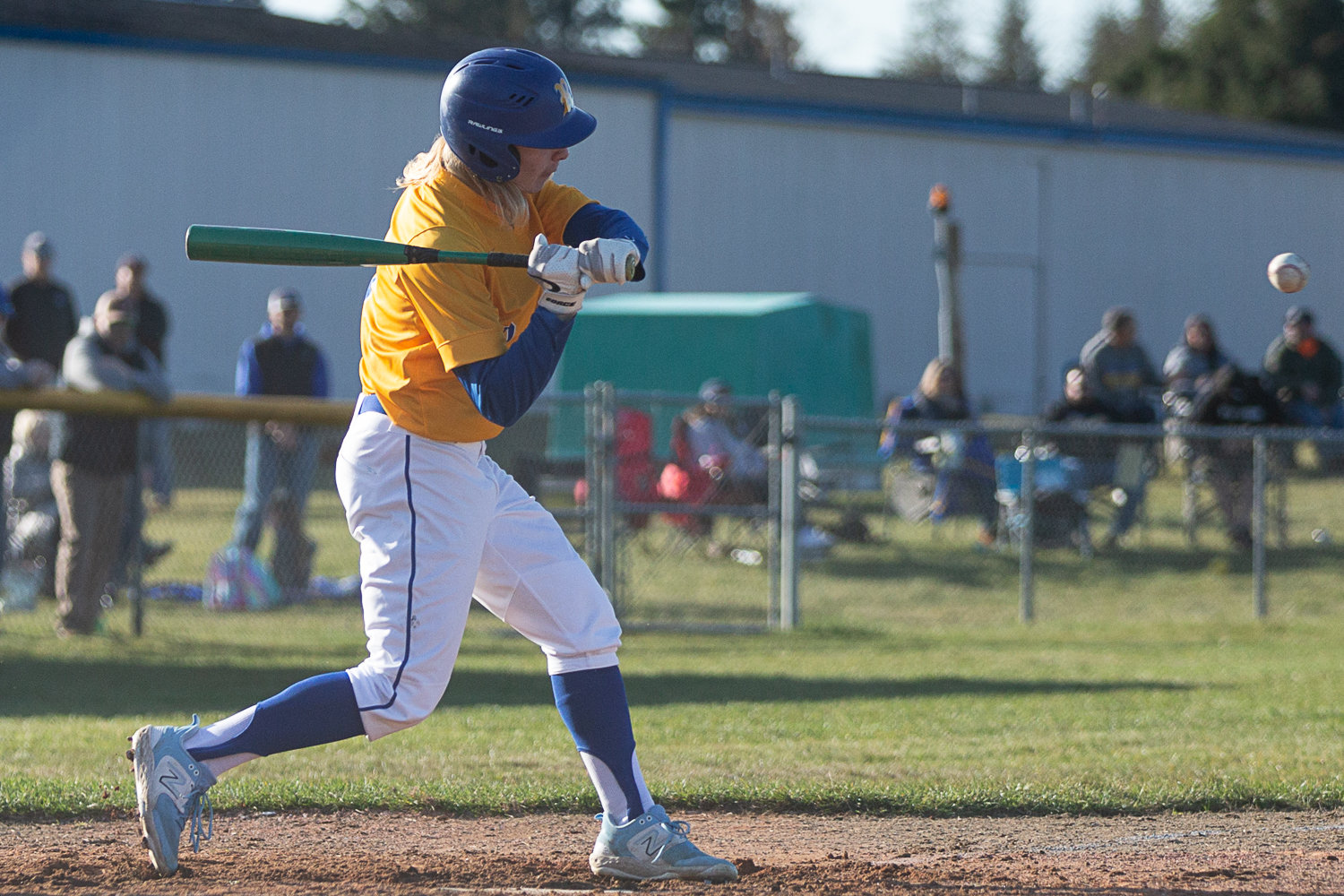 Rochester's Tate Quarnstrom takes a swing at a pitch against W.F. West at Heinz-Rotter Field March 21.