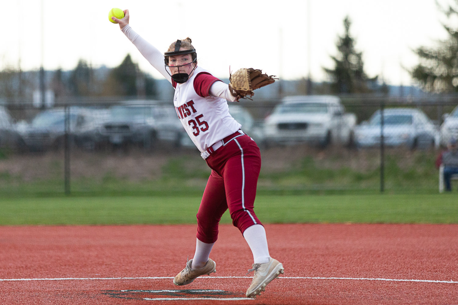 Ella Young fires a pitch during W.F. West's 3-2 win over Tumwater on March 22.