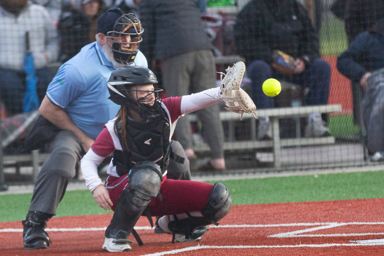 Rachel Gray catches a pitch during W.F. West's 3-2 win over Tumwater on March 22 at Rec Park.