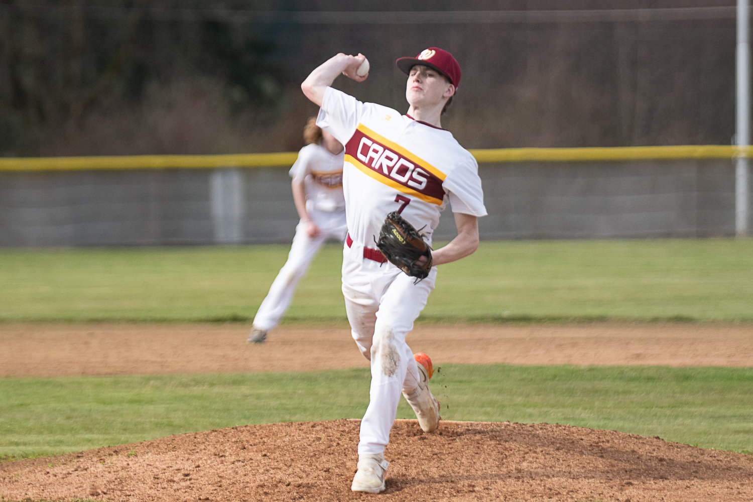 Carter Svenson throws a pitch during Winlock's first game against MWP on March 27.