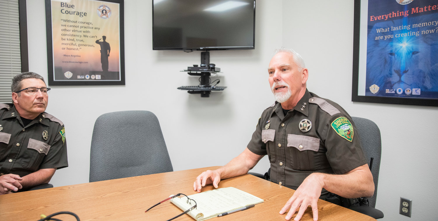 On Wednesday at the Lewis County Law and Justice Center, Sheriff Rob Snaza describes his office’s response to the August killing of Portland man Aron Christensen and frustration that followed in the coming months from friends, family and the general public. Charges remain unfiled against a man who admitted to shooting Christensen.