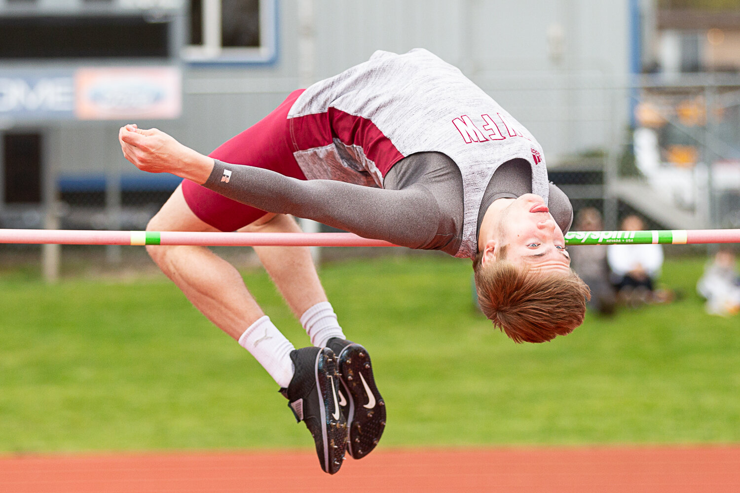 W.F. West's Lucas Hoff attempts to clear a height in the high jump at the Chehalis Activators Classic April 22 at W.F. West.