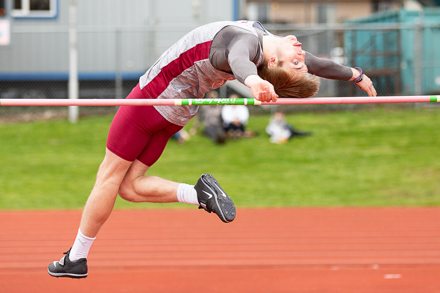 W.F. West's Lucas Hoff attempts to clear a height in the high jump at the Chehalis Activators Classic April 22 at W.F. West.