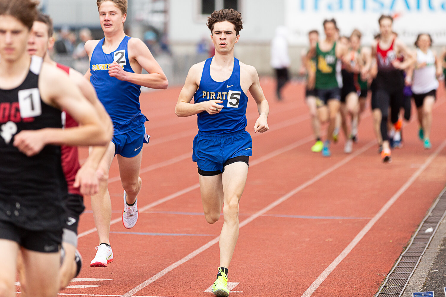 Adna's Jordan Stout competes in the 1600m at the Chehalis Activators Classic April 22 at W.F. West.