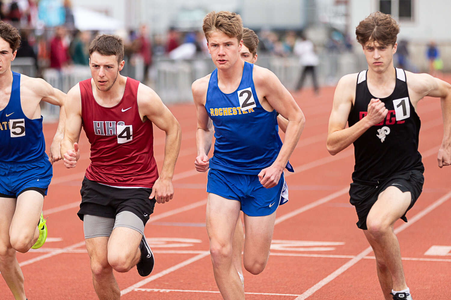Rochester's Gunnar Morgan competes in the 1600 meters at the Chehalis Activators Classic April 22 at W.F. West.