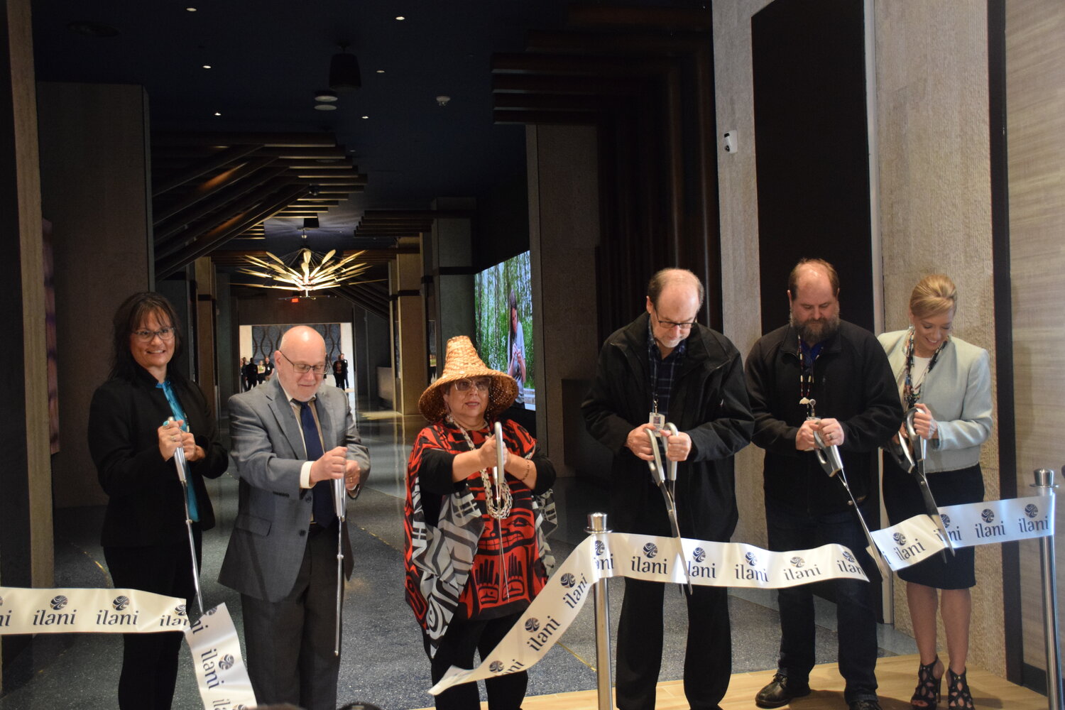 Officials cut the ribbon on ilani’s new hotel during a grand opening of the facility April 24.