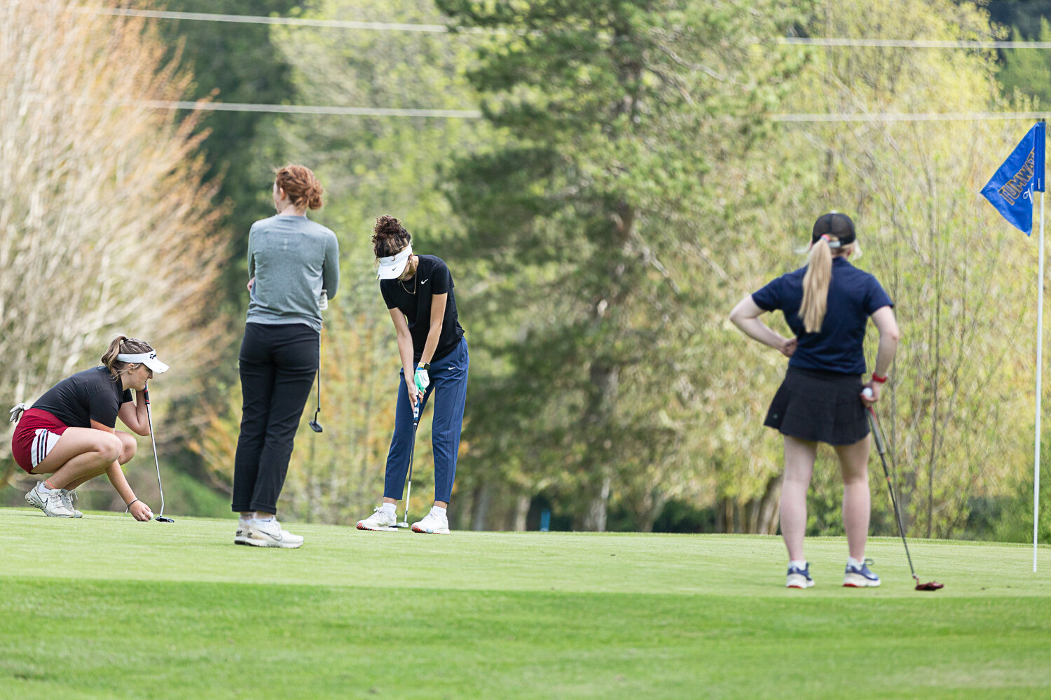 Rochester's Isabella Masias prepares to put on the first hole at Tumwater Valley in the 2A EvCo Championships May 9.