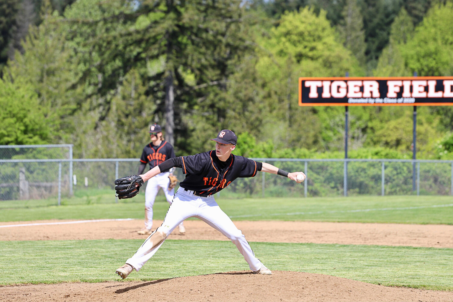 Napavine's Hudson Chambers gets set to toss a pitch against Forks in the 2B District 4 consolation quarterfinals May 9 in Napavine.