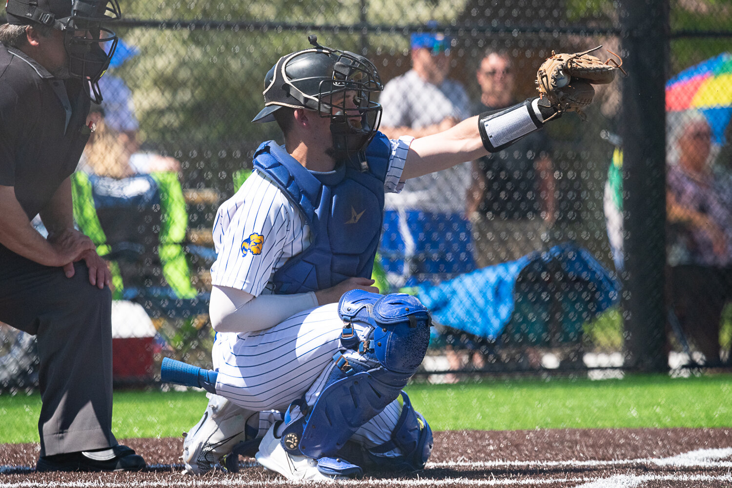 Braize Mitchell catches a pitch during Centralia College's 8-3 loss to Lower Columbia on May 12.