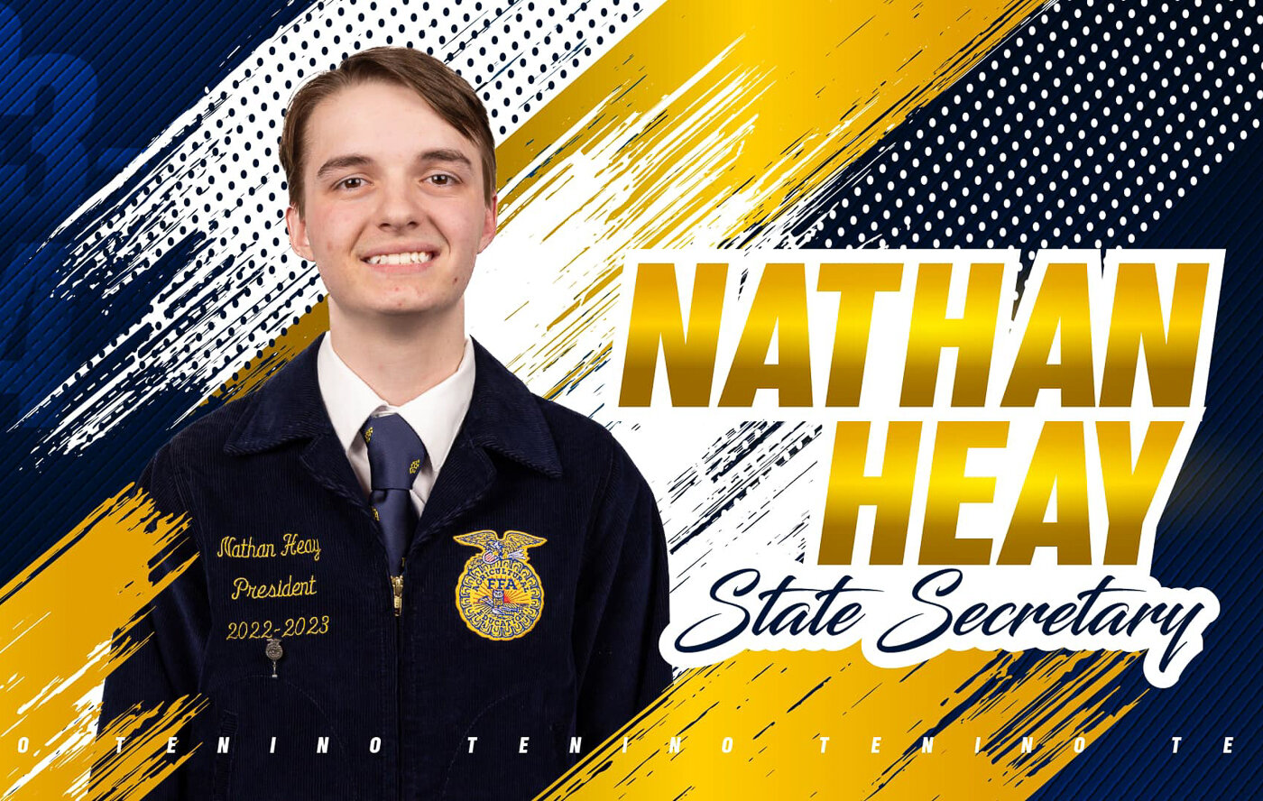Nathan Heay of the Tenino Future Farmers of America (FFA) chapter was selected as the Washington FFA 2023-2024 state secretary this past weekend in Kennewick. Photo courtesy of Washington FFA Association.