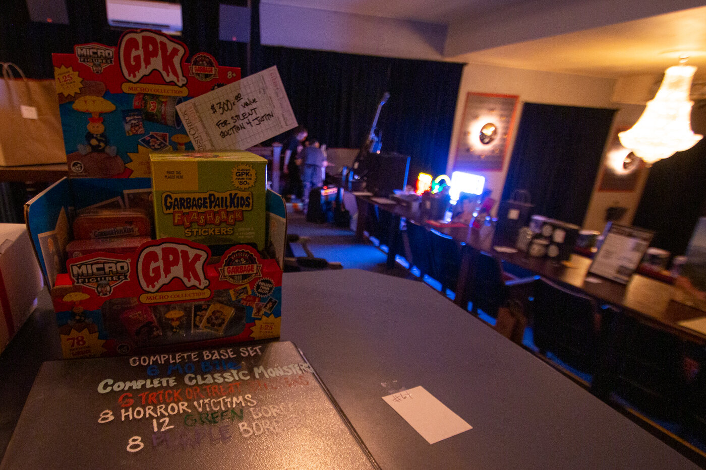 Garbage Pale Kids collectables were among the many items up for bid at Saturday night's silent auction held in benefit for Justin Ames' daughters Saturday night at McFiler's Chehalis Theater.